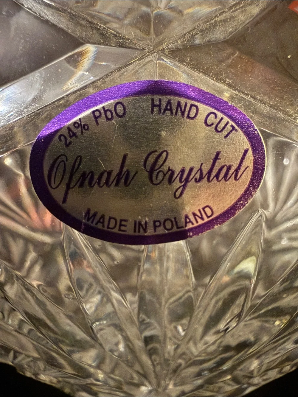 Clear Hand-Cut Glass Vase